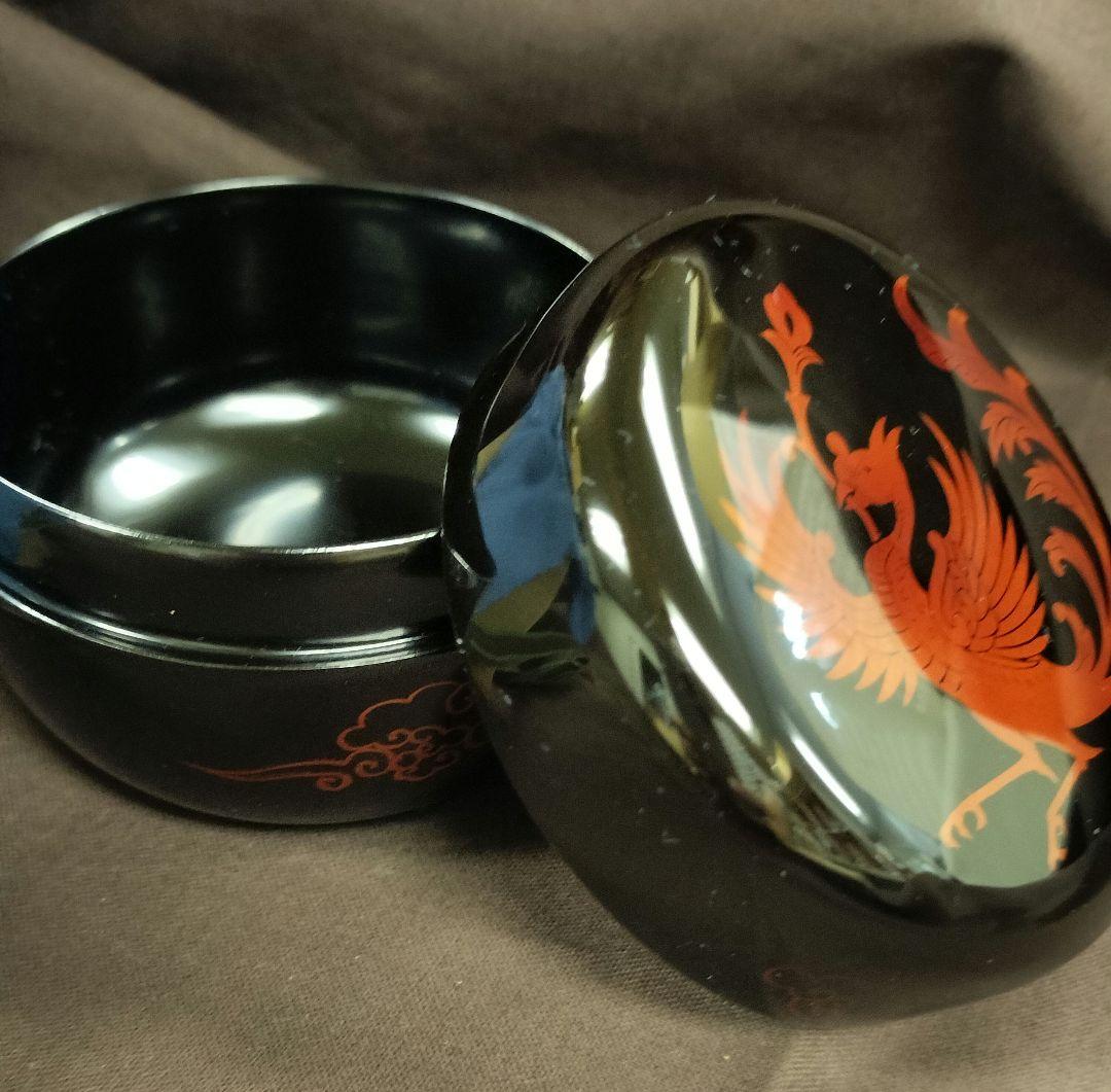 前端雅峰 白檀塗鳳凰文 蒔絵 平棗 共箱 漆器 漆芸茶道具 新品未使用品