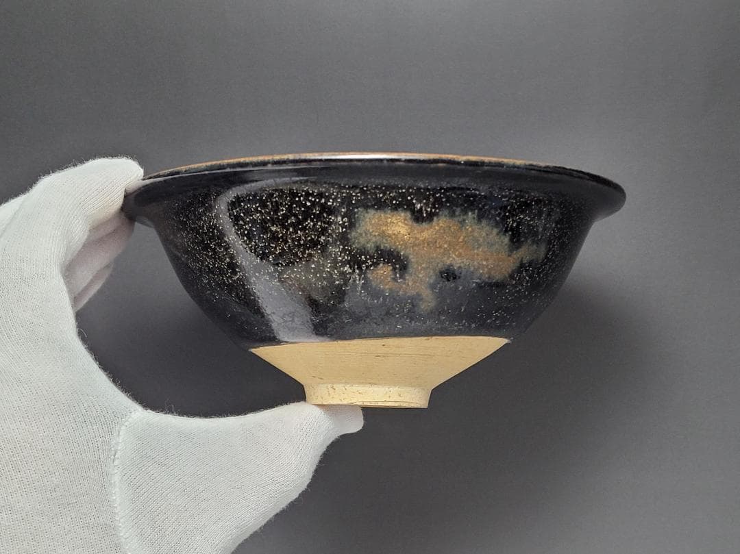 黒釉 窯変紋 茶碗 宋元時代 幅約15.7cm