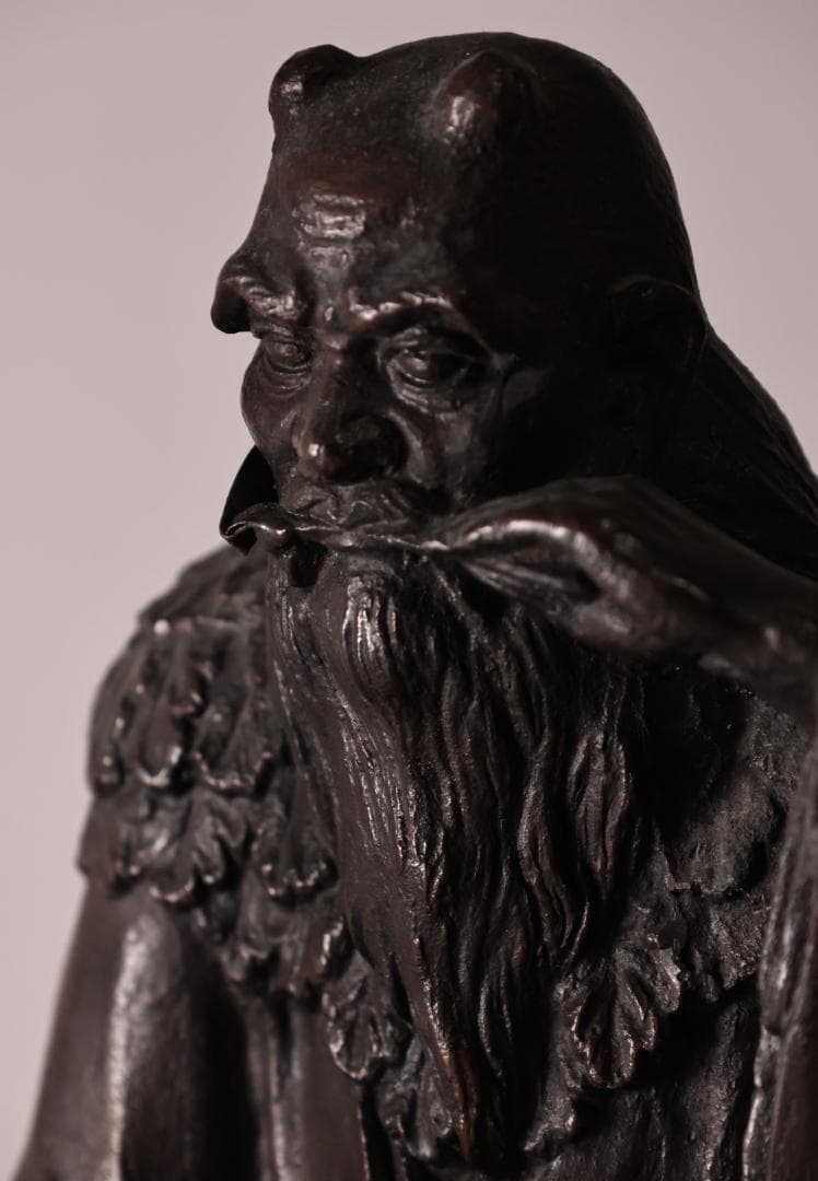 momo　金工 幸山 造 花押　「　鋳銅製　神農像　」　置物高2　BK65