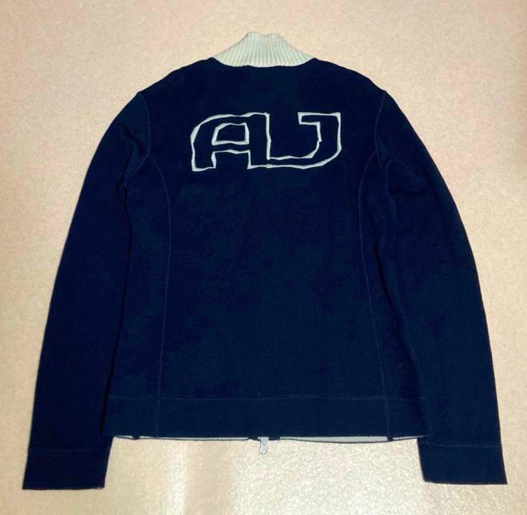 90s 美品 ARMANI JEANS ドライバーズ ニット ジャケット 刺繍