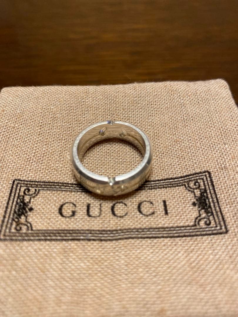 【値下げしました！】GUCCI リング 16号/シルバー（箱・ポーチ・保証書付）