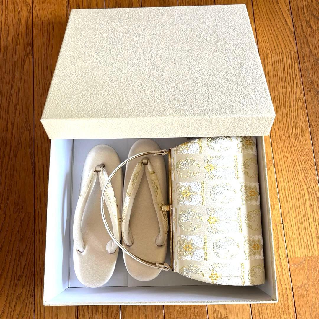 【早い者勝ち】草履バッグセット 花柄 アイボリー 美品