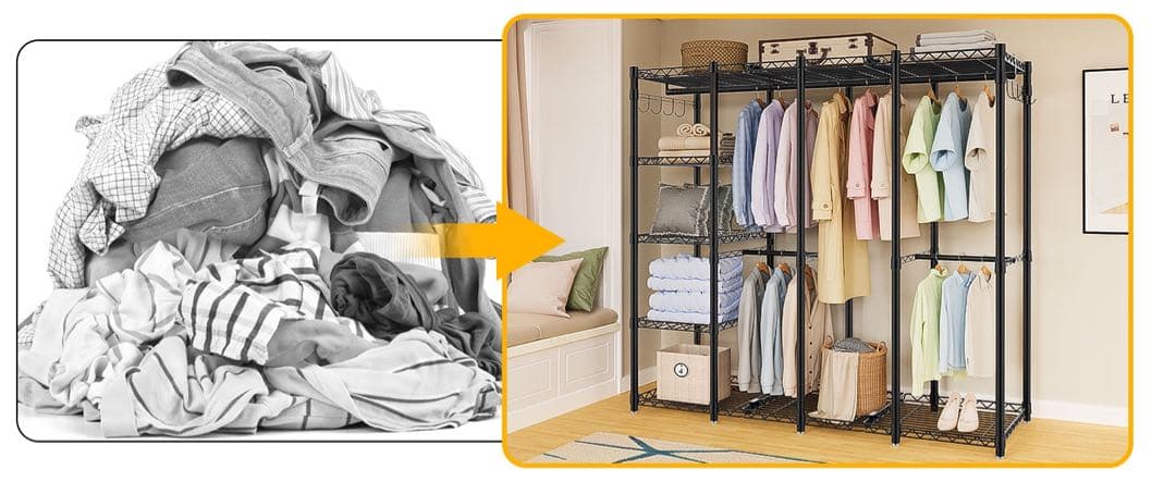 ハンガーラック 4層 大容量 ワードローブ 4つの組み立て方 衣類収納ラック