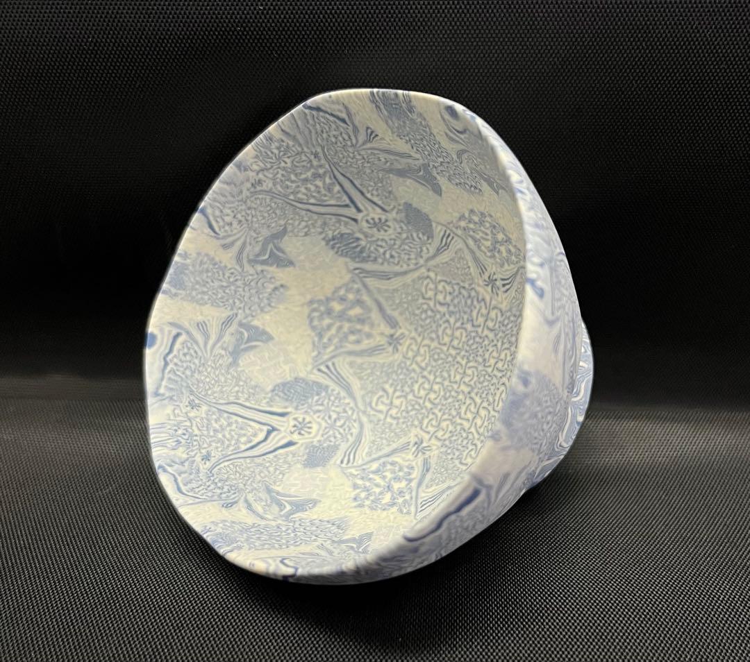 【酒器】長江哲男 練上極細酒盃 共箱 栞 ぐい呑