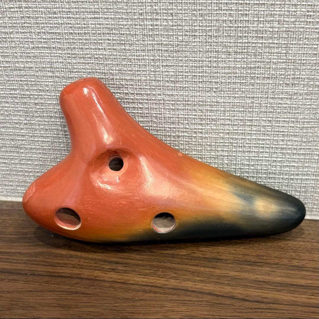 美品 オカリナ 森の音 オレンジと黒のグラデーション G管