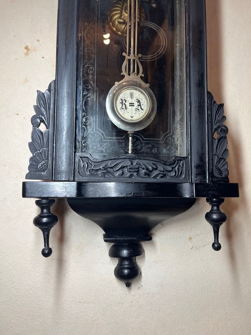 精工舎　黒塗　柱時計　古時計　振り子　レトロ　ゼンマイ　ボンボン　ユンハンス　掛
