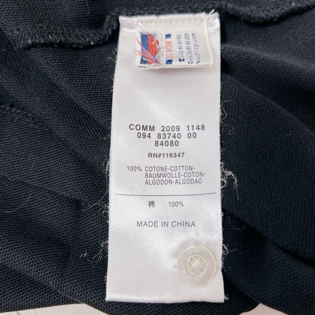 【美品】MONCLER ライン ポロシャツ ロゴ ワッペン 半袖 ブラック