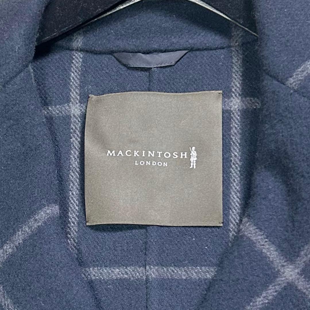 ♦︎美品♦︎マッキントッシュロンドン　女優襟　 チェスターコート チェック ネイビー