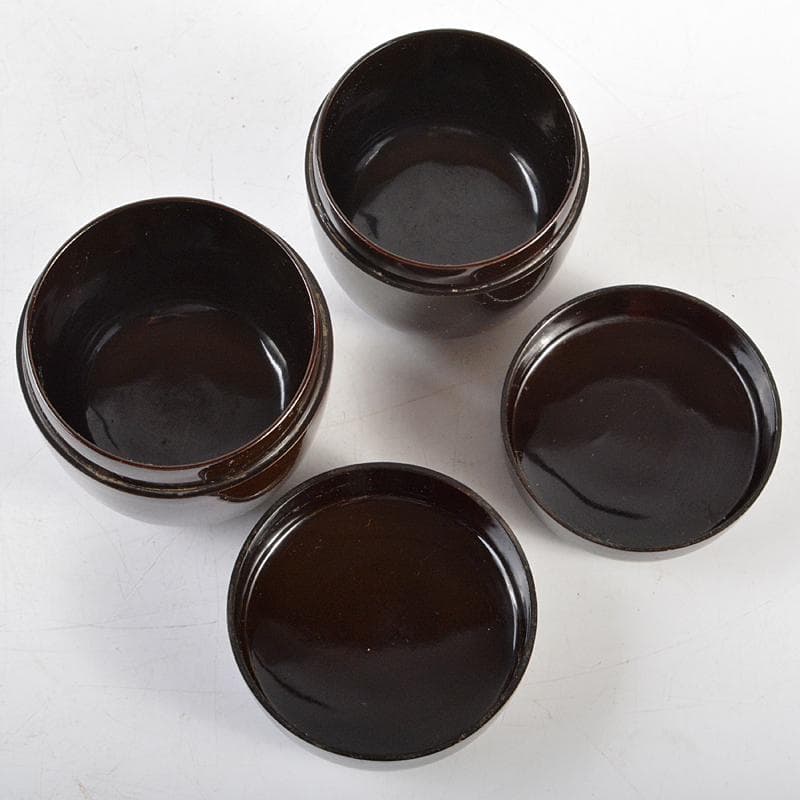 茶道具　黒漆　金蒔絵　扇文　撫子文　棗　一双　時代箱付　C　R6051