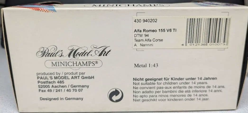 ミニチャンプス　アルファロメオ155 94DTM ナニーニ