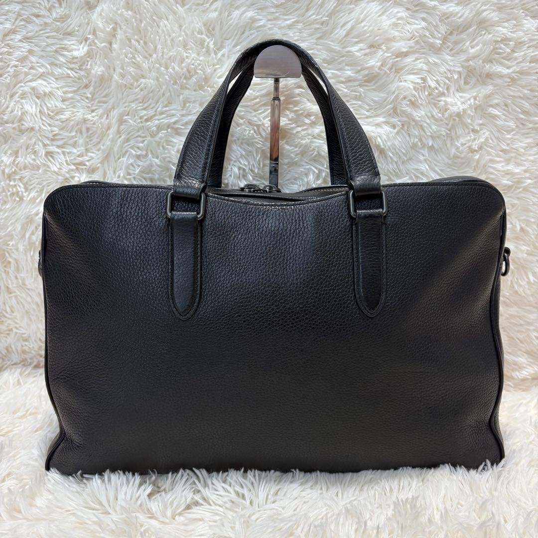 美品 コーチ ブリーフケース 2way オールレザー グラハム シボ革 ブラック