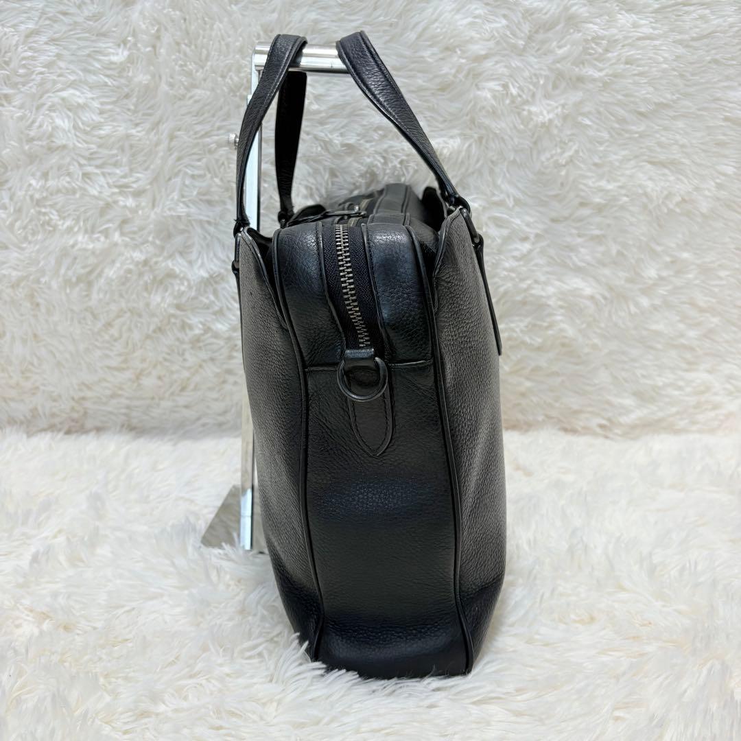 美品 コーチ ブリーフケース 2way オールレザー グラハム シボ革 ブラック