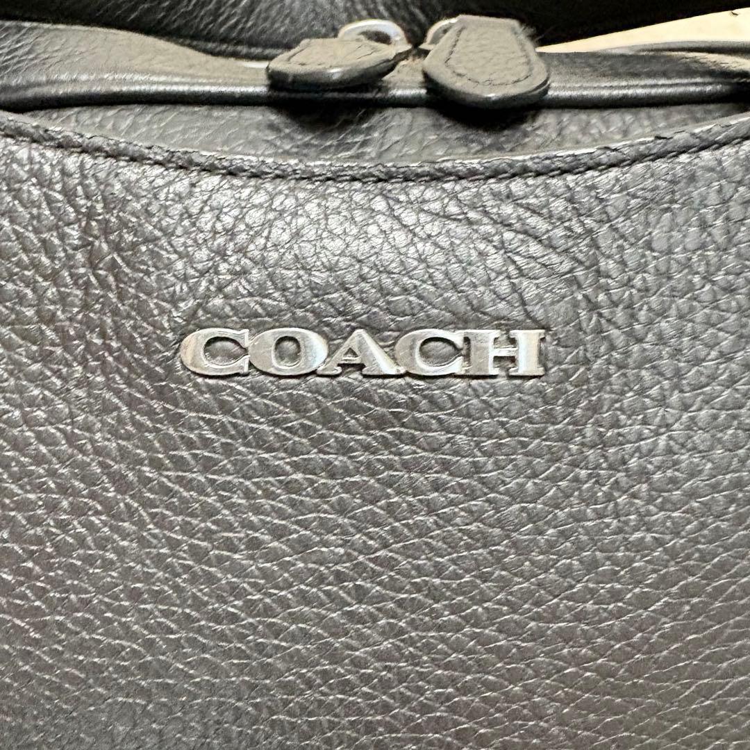 美品 コーチ ブリーフケース 2way オールレザー グラハム シボ革 ブラック