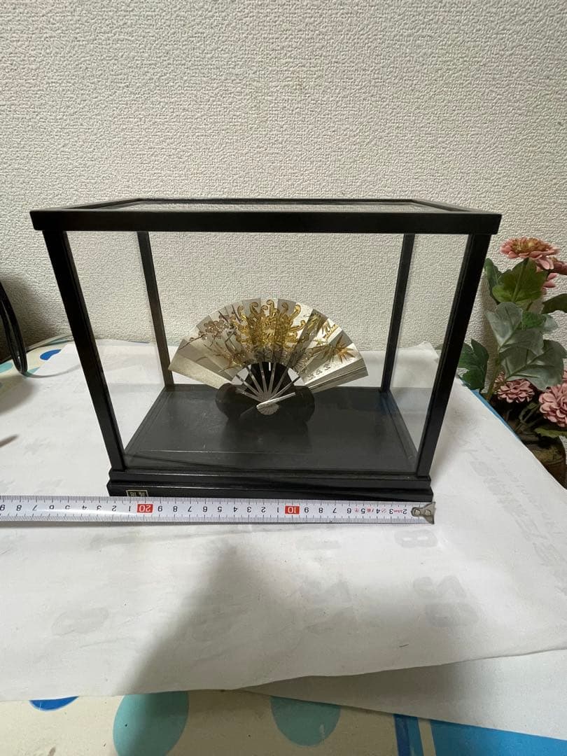 銀製　扇の置物　共箱付き　約37g