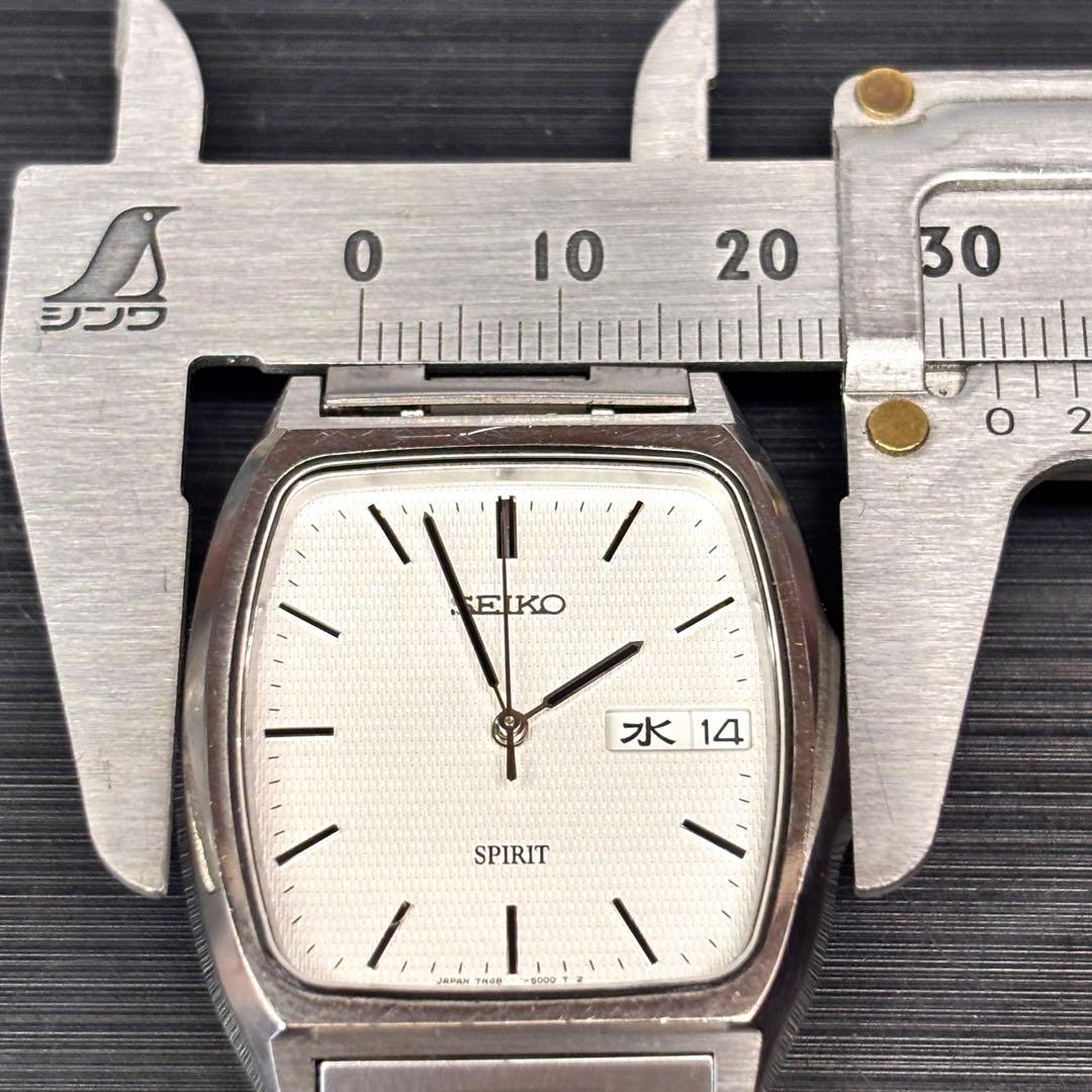 稼働 SEIKOスピリット 7N48-5000 スクエア クォーツ腕時計 メンズ