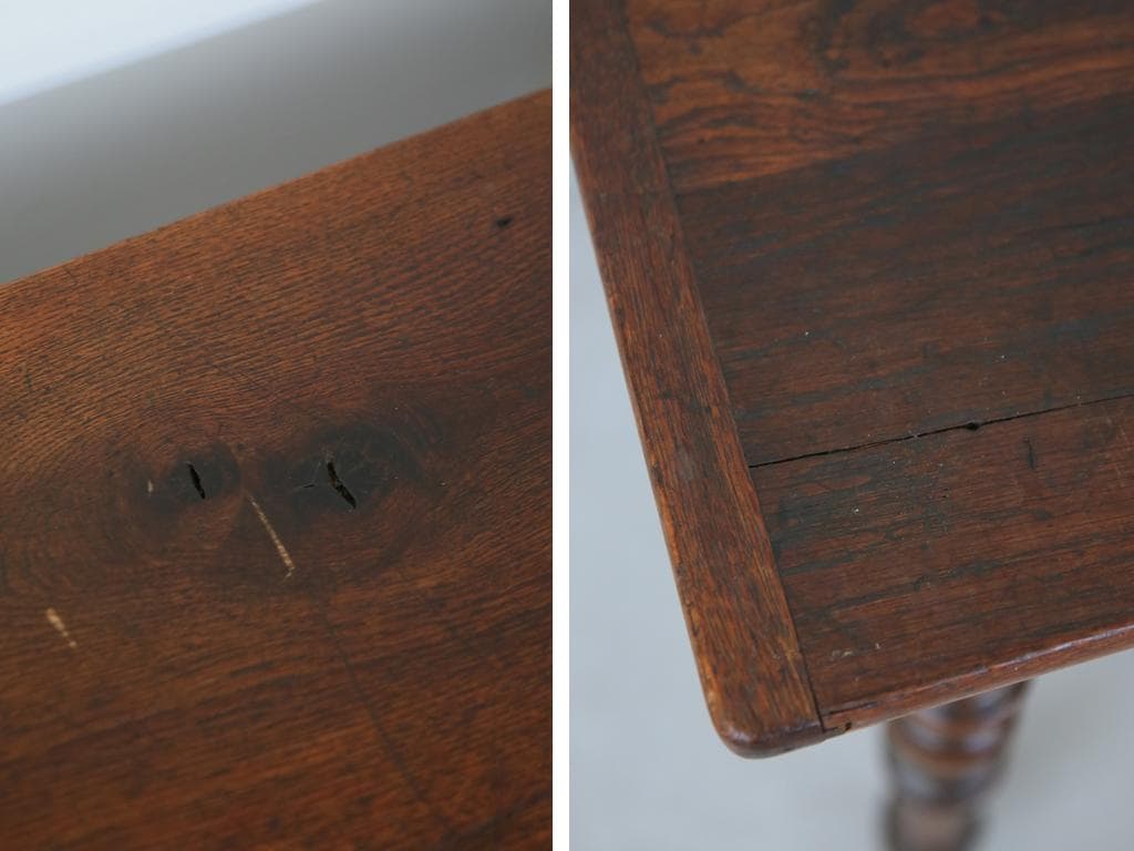 フランスアンティーク木製ダイニングテーブル/机/作業台デスク/飾り棚90-233