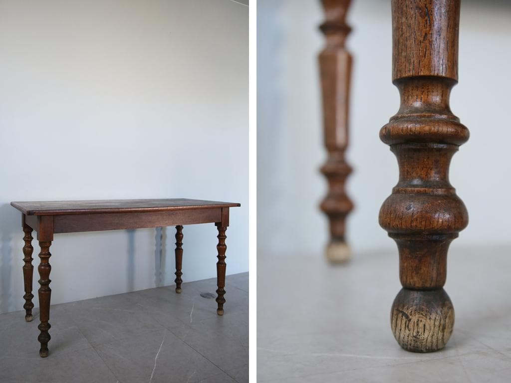 フランスアンティーク木製ダイニングテーブル/机/作業台デスク/飾り棚90-233