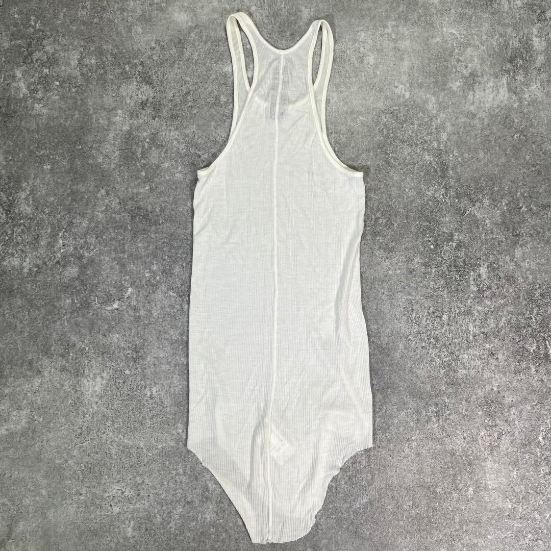 12ss Rick Owens リブタンクトップ　白【42】レーヨン　シルク