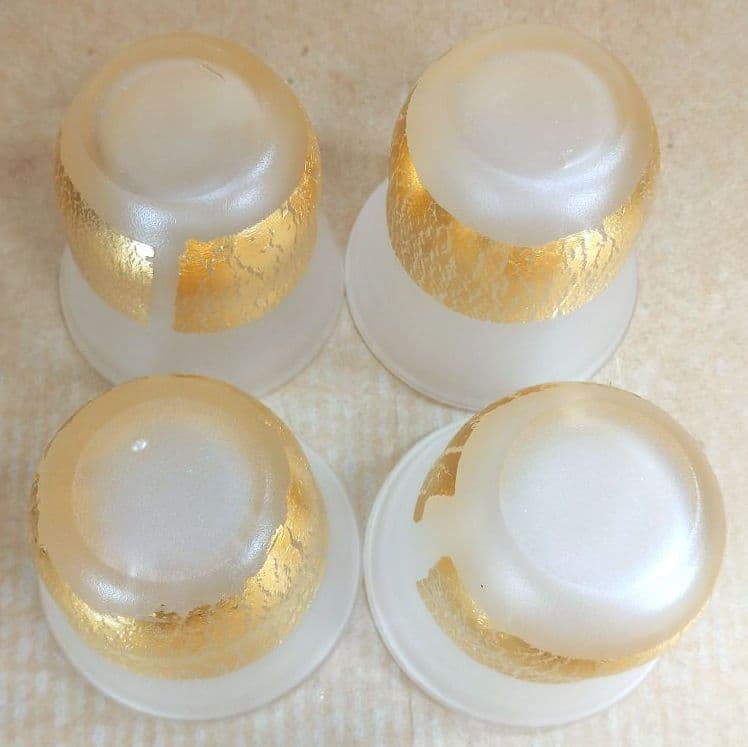 4点セット【本物保証】藤田喬平 手吹 金彩ぐい呑 共箱 文化勲章受章 ガラス工芸