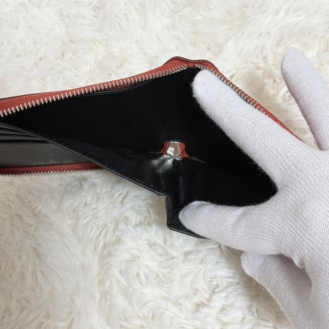 【美品】LOEWE アナグラム　デカロゴ　コンパクトウォレット　レッド