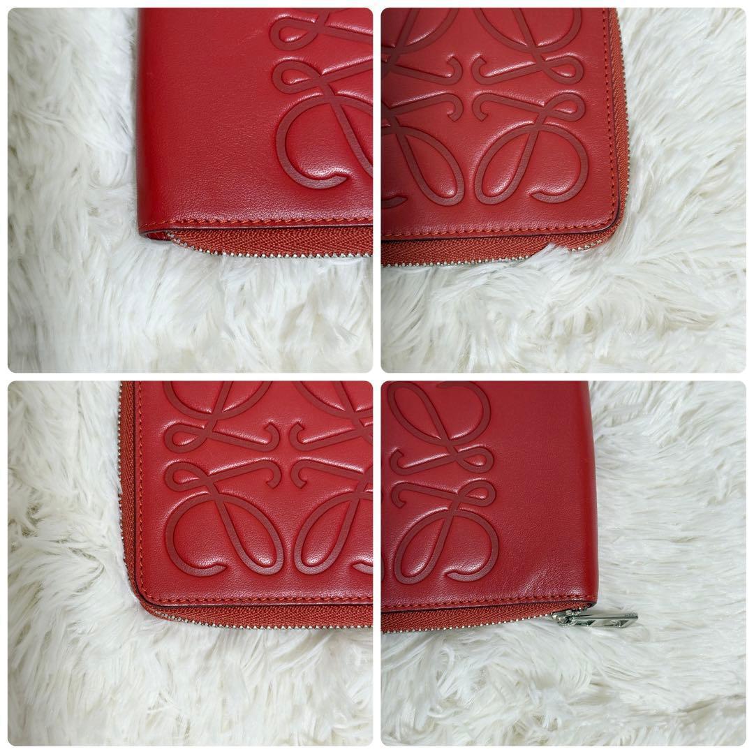【美品】LOEWE アナグラム　デカロゴ　コンパクトウォレット　レッド