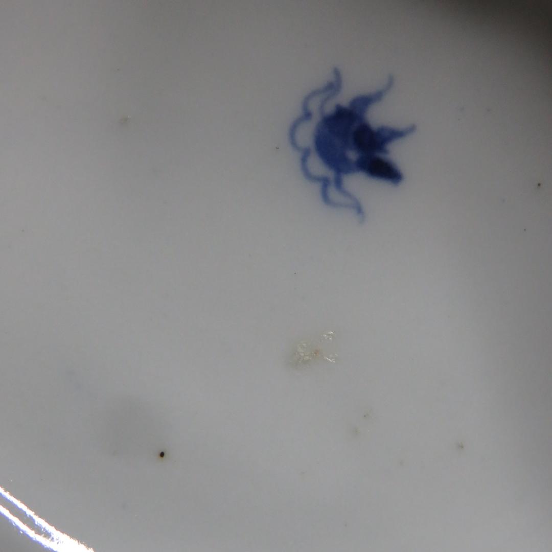 四角向付 5客 草花文様 染付 色絵付 明治 大正 蔵出し