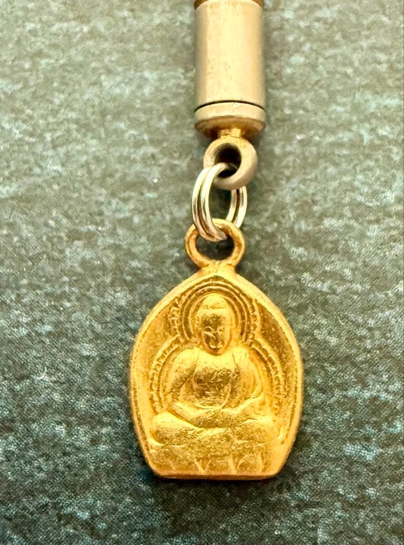 純金(1.6g)製 阿弥陀如来像 ストラップ(根付) 桐箱付き
