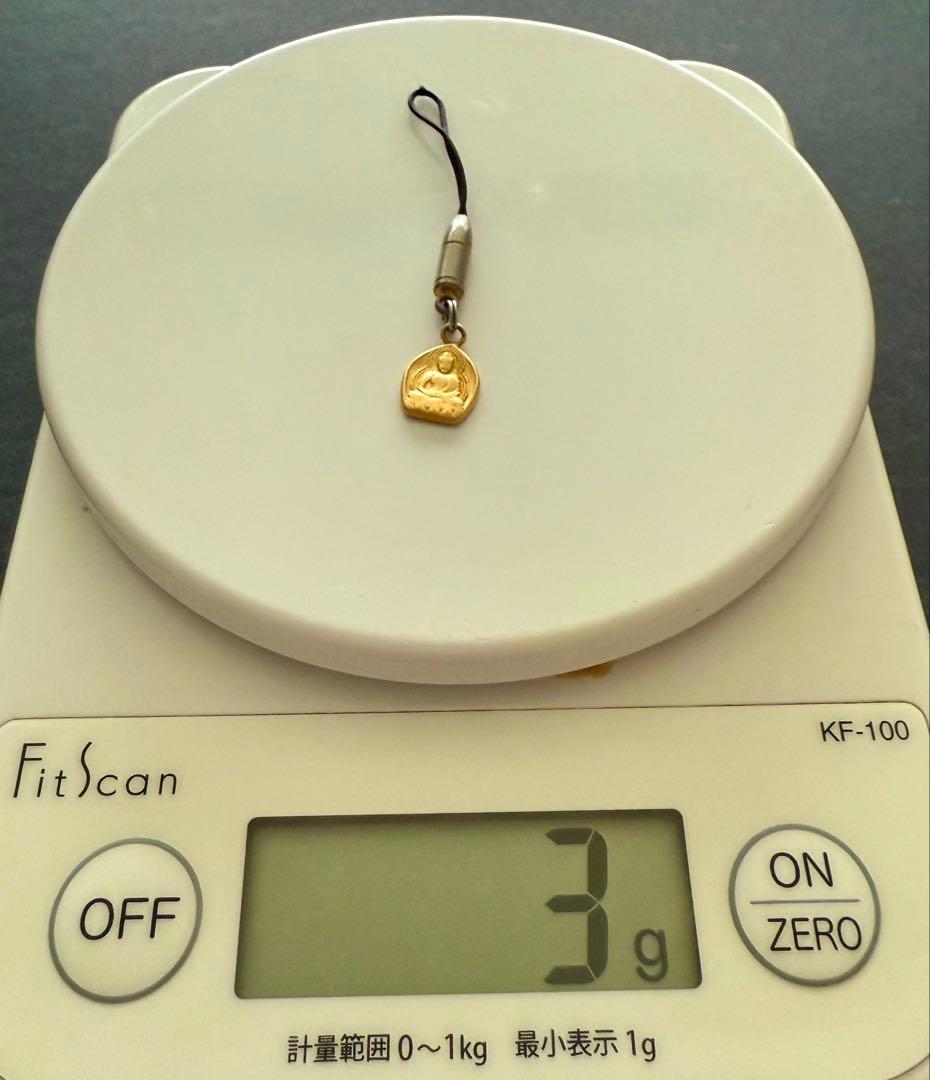 純金(1.6g)製 阿弥陀如来像 ストラップ(根付) 桐箱付き