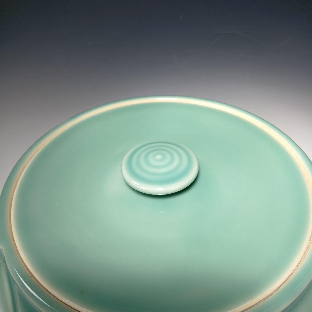 値下げ茶道具　加藤藤山作　青磁捻梅水指　 共箱　美品