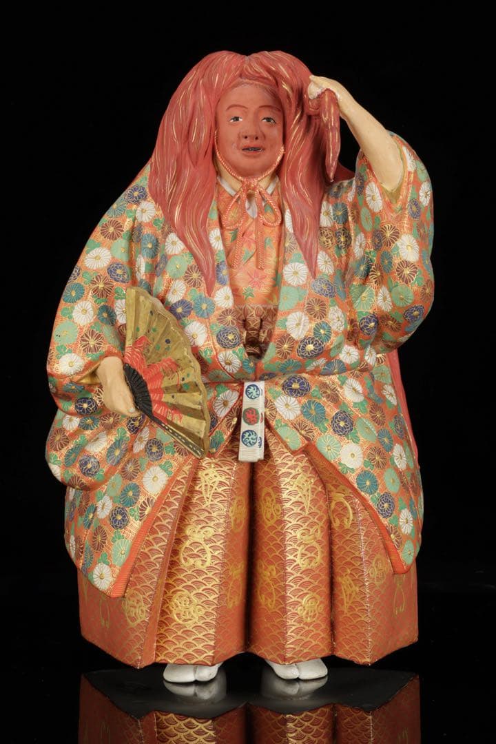 【初代 久世久宝】極彩色 能人形 「猩々」 29cm 共箱 京焼 古美術 骨董品