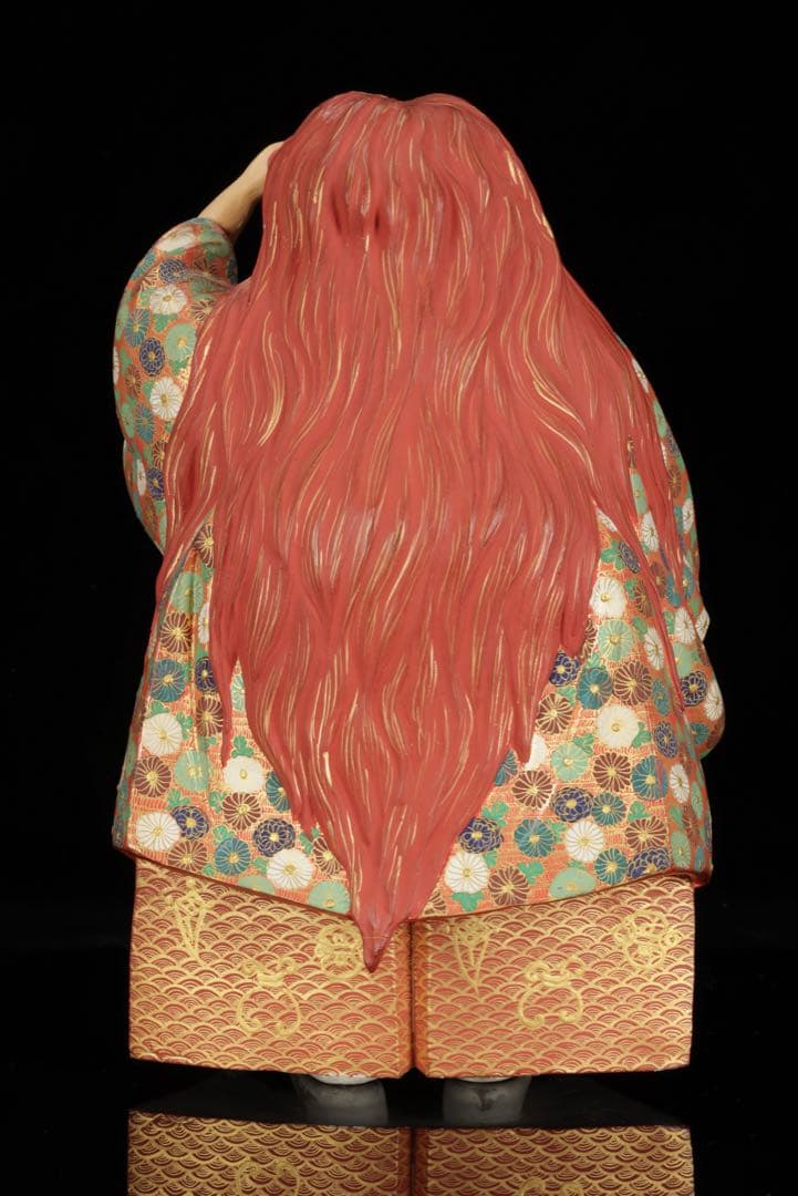 【初代 久世久宝】極彩色 能人形 「猩々」 29cm 共箱 京焼 古美術 骨董品