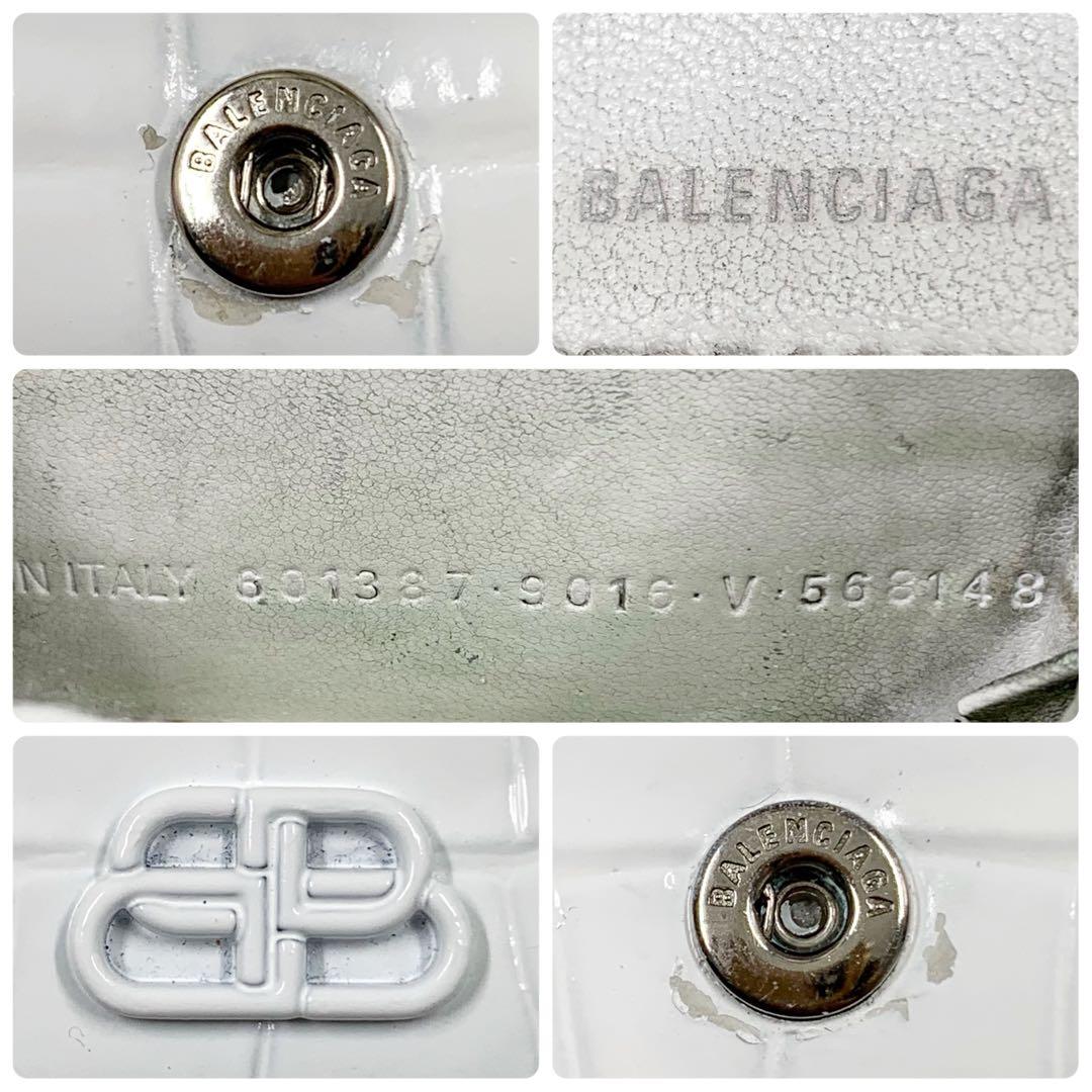 バレンシアガ 三つ折り財布 BBロゴ クロコ ホワイト