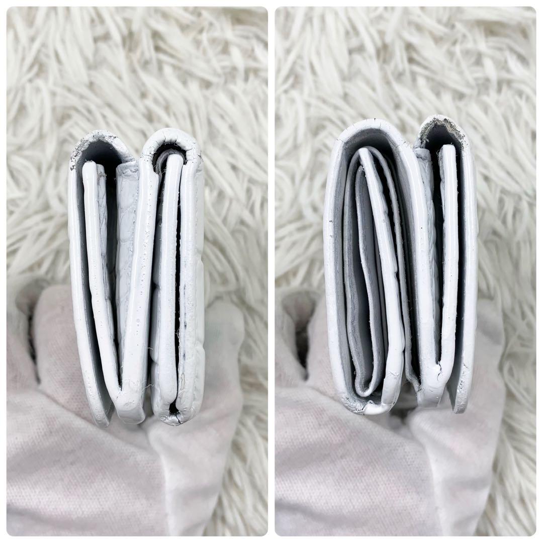 バレンシアガ 三つ折り財布 BBロゴ クロコ ホワイト