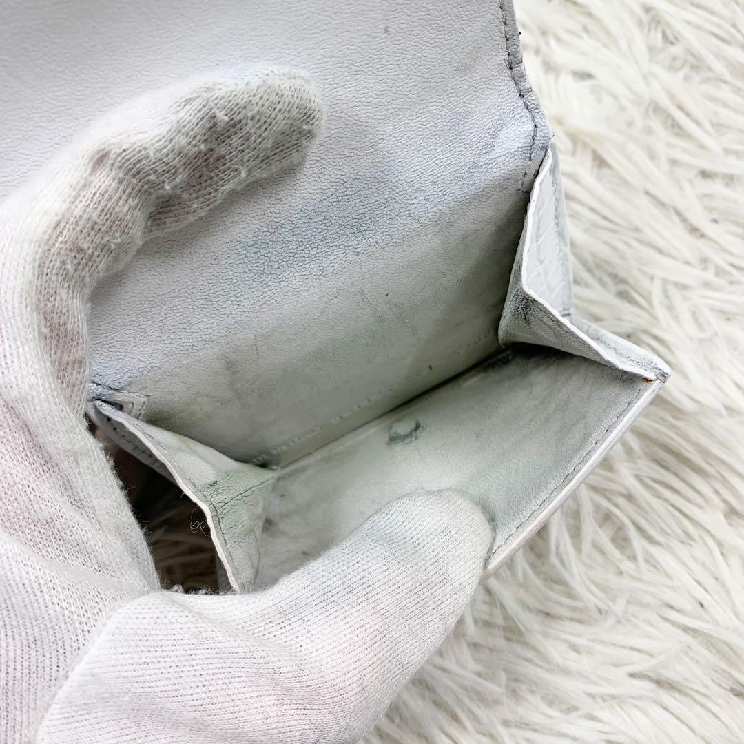 バレンシアガ 三つ折り財布 BBロゴ クロコ ホワイト