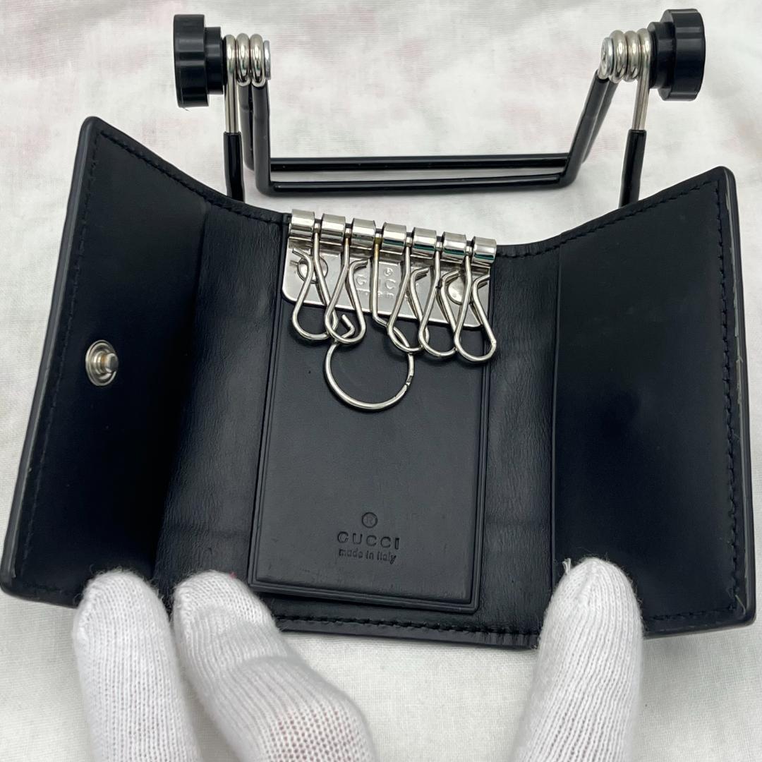 【美品】GUCCI グッチ シェリーライン GG柄 6連 キーケース ブラック