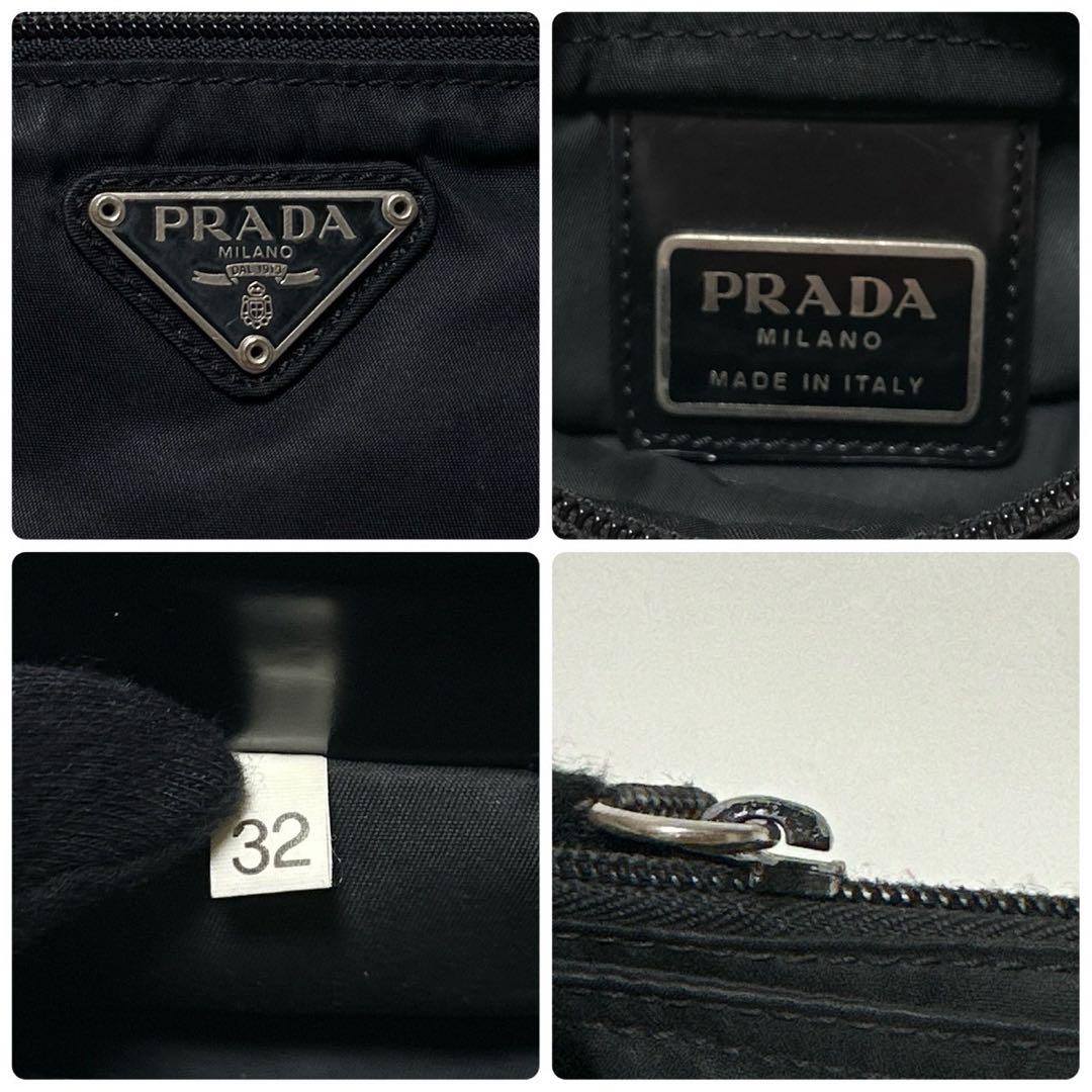 t33【美品】プラダ　三角ロゴ　ナイロン　ブラック　ショルダーバッグサコッシュ.