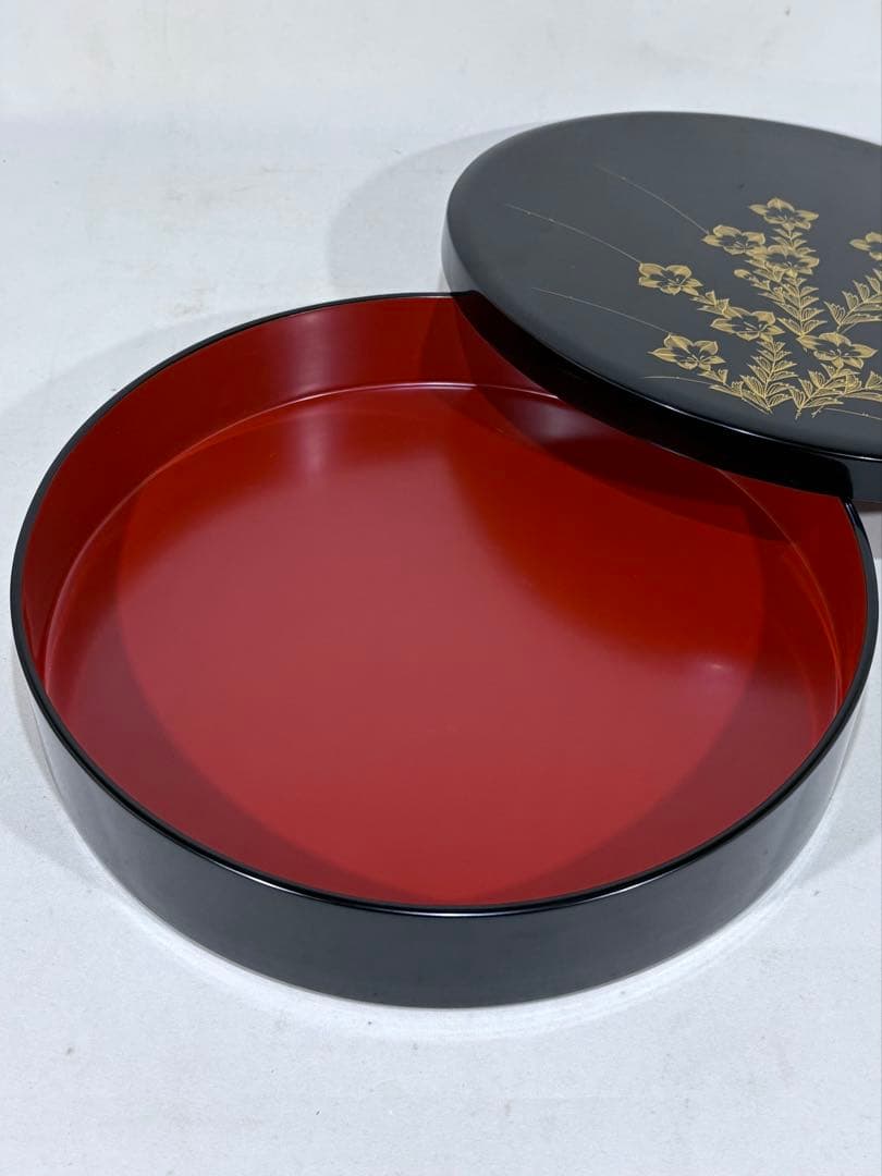 輪島塗　沈金竜胆図　オードブル　美品　共箱　送料込