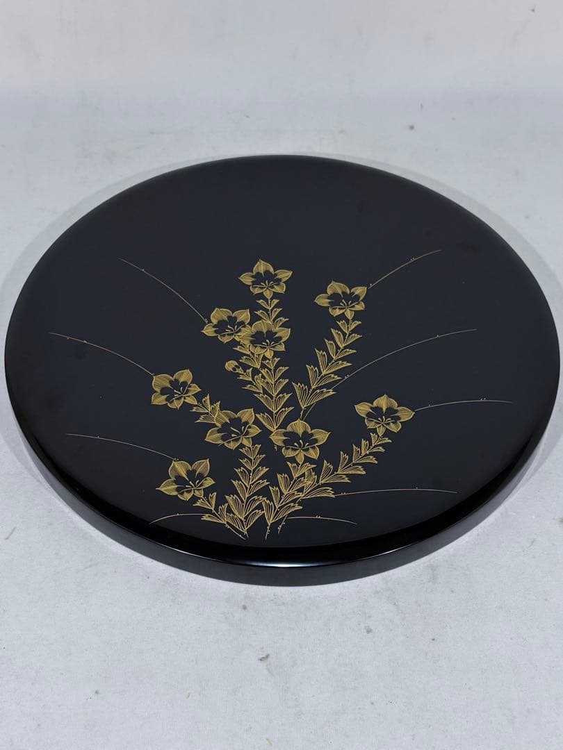 輪島塗　沈金竜胆図　オードブル　美品　共箱　送料込