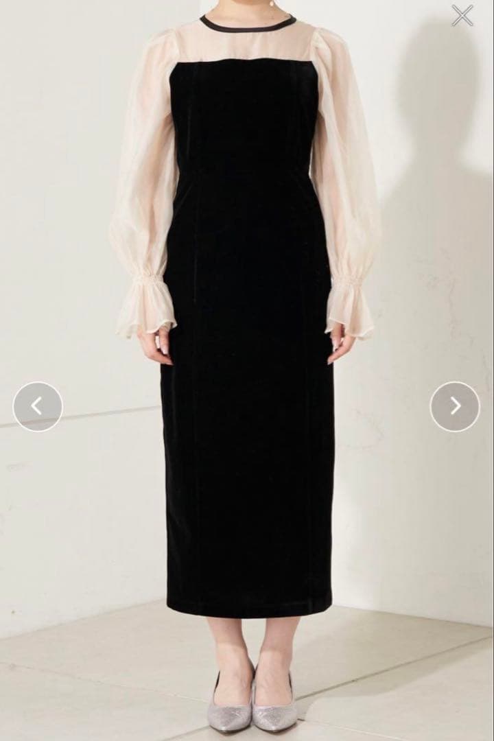 【SALON by Chico限定】配色シースルータイトロングドレス