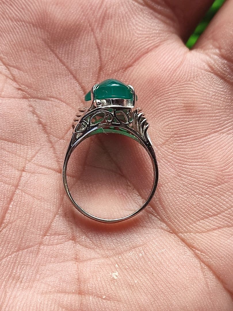 ヴィンテージリング グリーンジェイド シルバー900 リング
