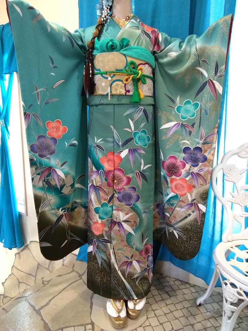 振袖フルセット、正絹振袖セット、刺繍半襟、重ね衿、帯揚げ、帯締め、袋帯、襦袢Q