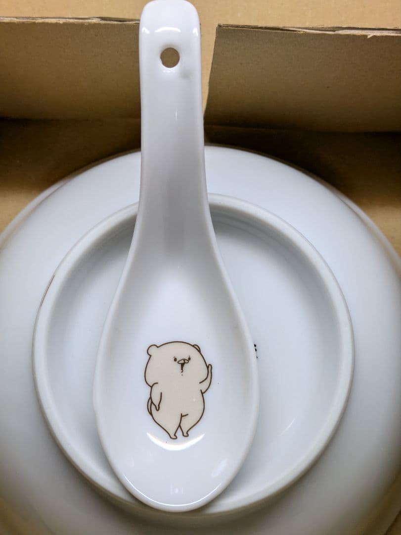 【未使用品】ともだちはくま　ラーメンどんぶり（レンゲ付き）＆箸置き