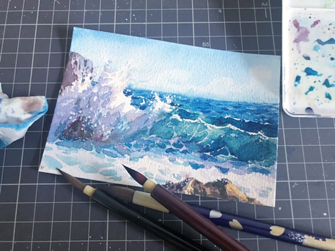 海、、、　水彩画　原画