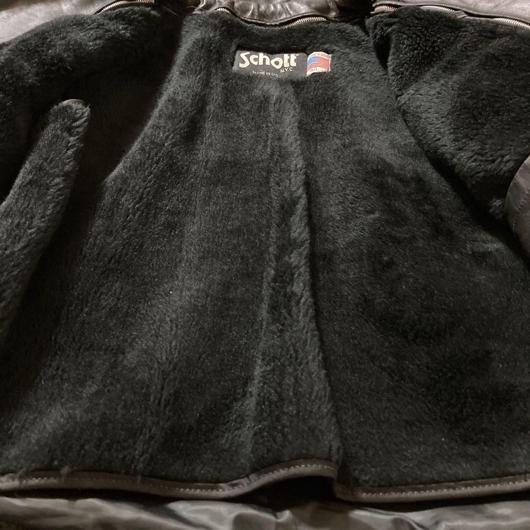 Schott 641 シングルライダース　 ボアライナー付 サイズ40ブラック