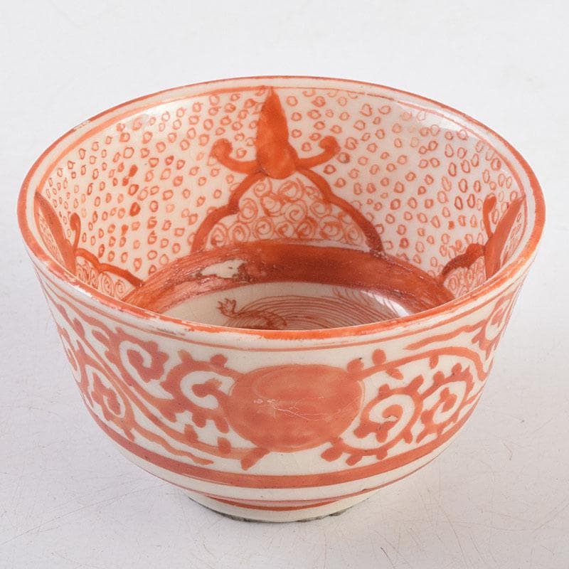 九谷焼　明治九谷八郎手　赤絵　亀文　盃　V　R9150