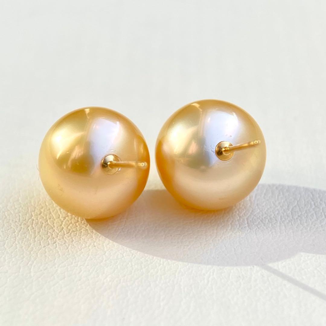 本真珠南洋白蝶真珠ゴールド11.6㍉k18直結ピアスBL927