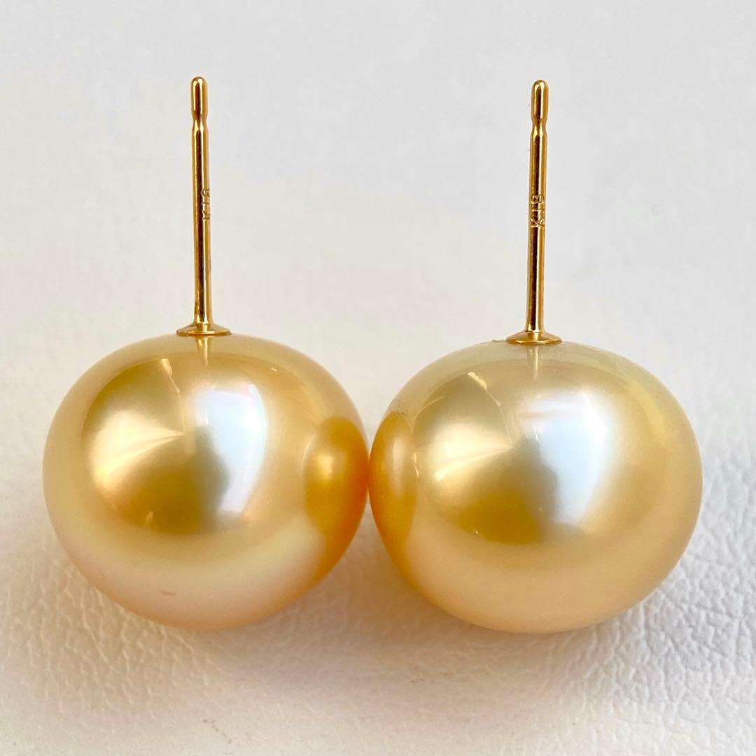 本真珠南洋白蝶真珠ゴールド11.6㍉k18直結ピアスBL927