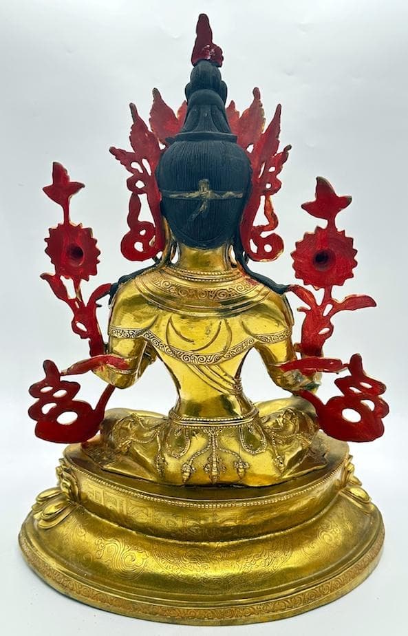 ◆グリーンターラー（緑多羅菩薩）像◆仏教　チベット/高さ約45cm