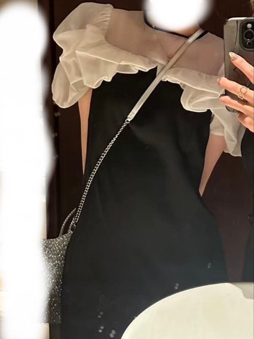 FRAY I.D【着用画像有り】フリルスリーブコンビドレス【結婚式参列ドレス】