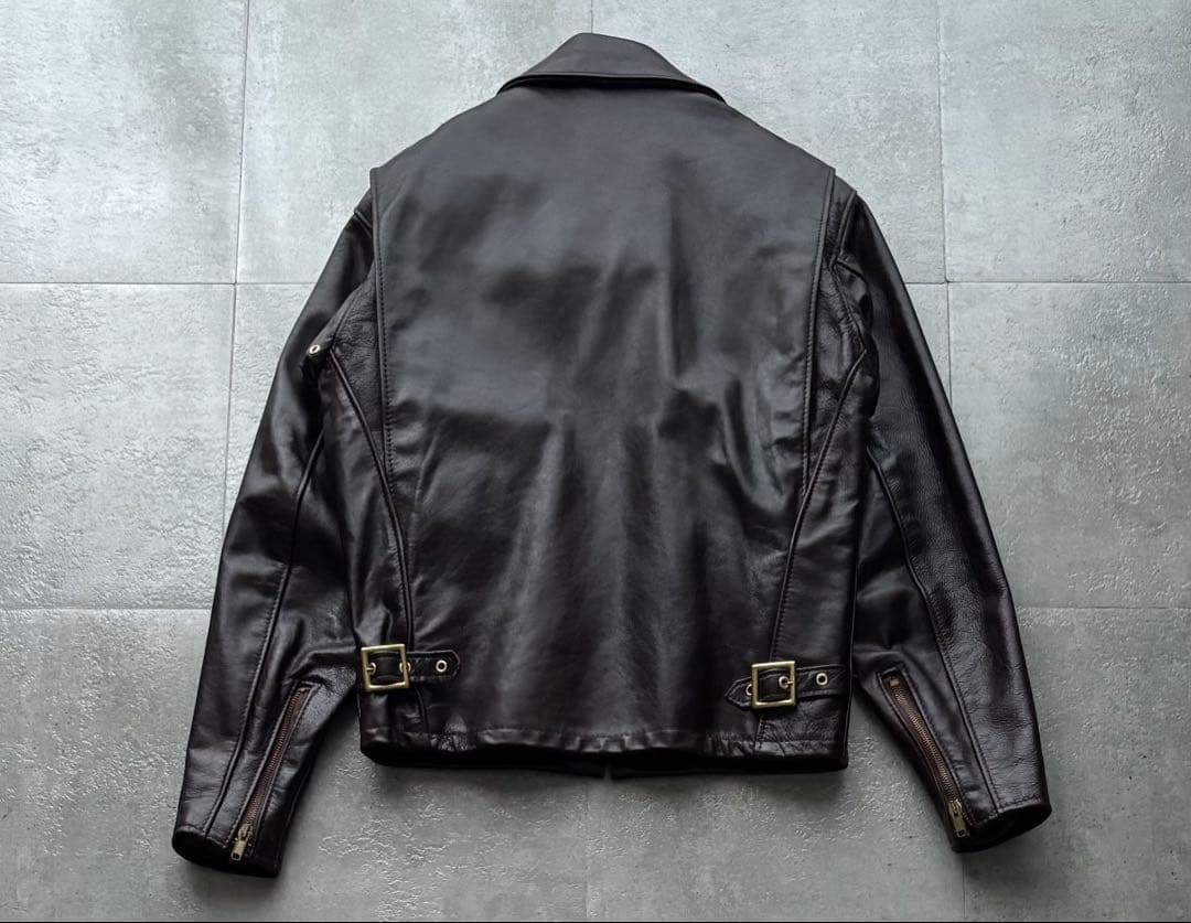 Schott 643EVS 襟付きシングルライダース ダークブラウン サイズ34